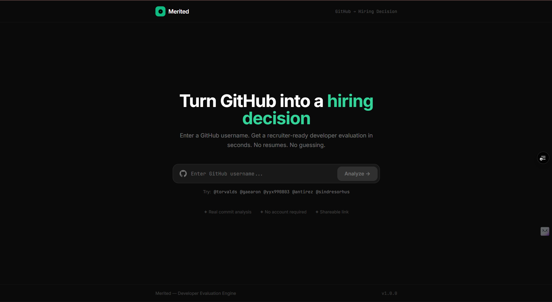 Merited - A github profile analyzer
